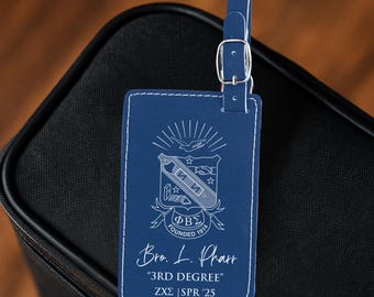 Custom Leather Luggage Tag: Phi Beta Sigma Personalized Bag Tag