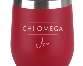 Custom Engraved Chi Omega Wine Tumbler