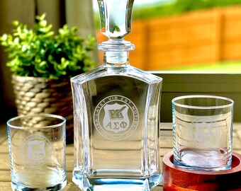 Custom Alpha Sigma Phi Fraternity Decanter Set