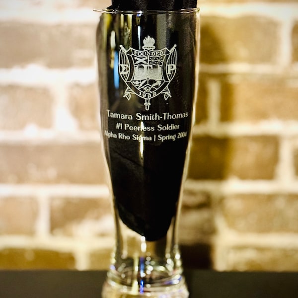 Custom Engraved Pilsner Glass | Personalized Engraved Beer Glass | Willie Becher Glass | Personalized Drinking Glasses