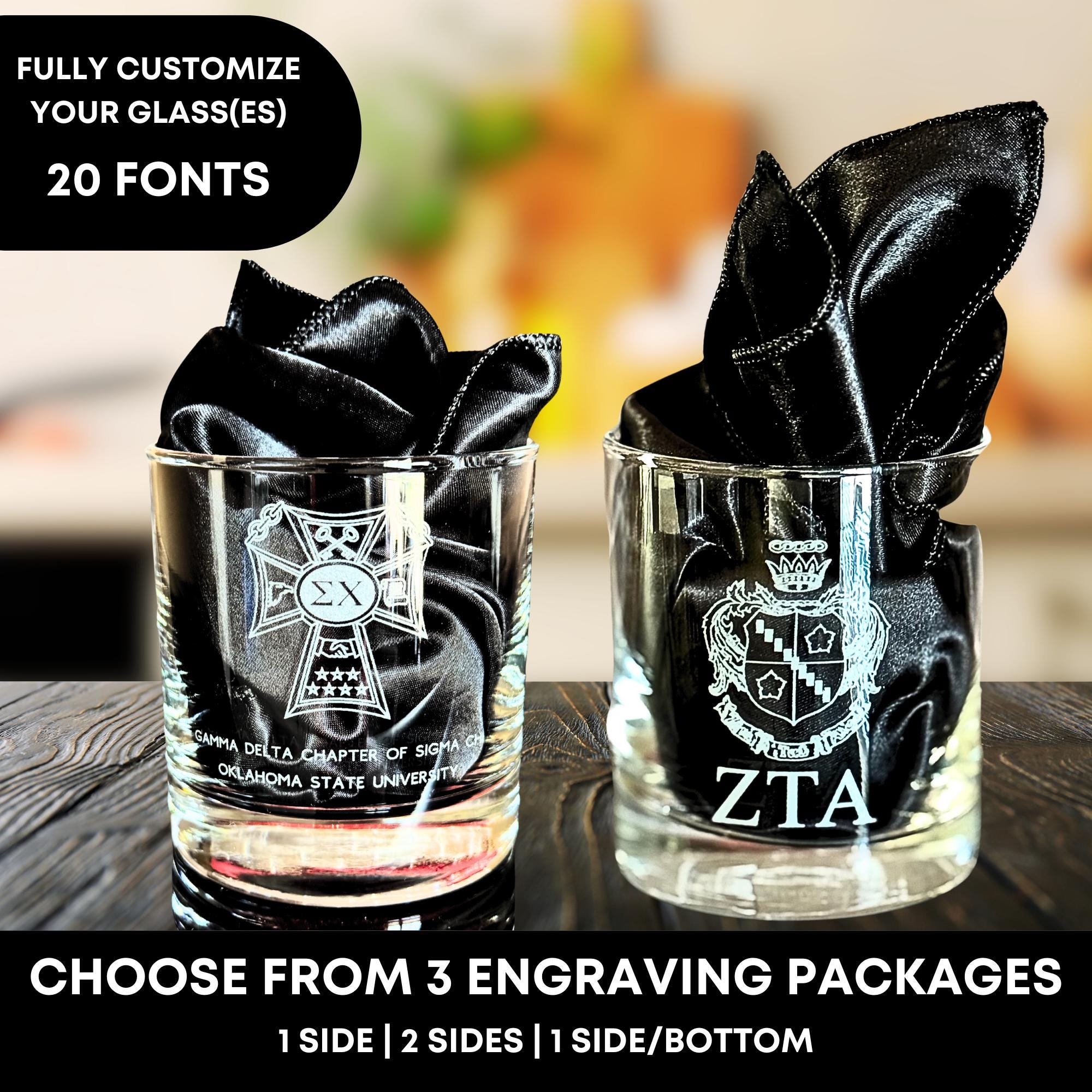 Custom Engraved Fraternity Drinking Glasses, Gift for Fraternity