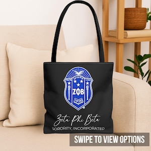 Custom Zeta Phi Beta Tote Bag – Personalized Sorority Gift, Crossing Gift, Founders Day, Line Sister Gift, Blue and White Tote
