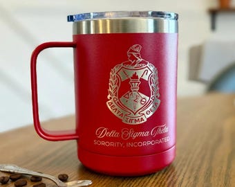 Custom Delta Sigma Theta 15 oz Mug – Personalized DST Gift | Engraved Delta Coffee Cup