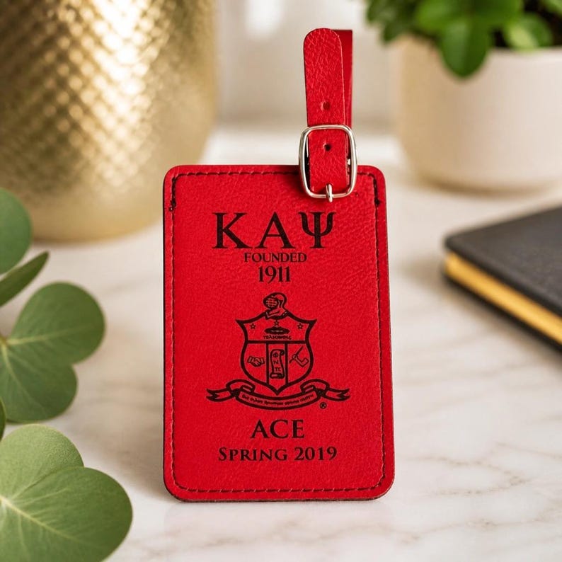 Psi Tags Kappa Alpha Psi Custom Engraved Leather Luggage Tag: Personalized ...