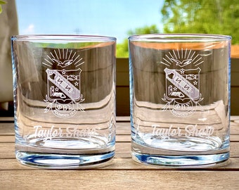 Phi Beta Sigma Custom Engraved Glasses | Custom Fraternity Barware | Fraternity Gift for Husband