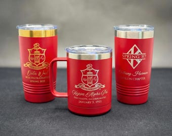 Vaso Kappa Alpha Psi de 20 oz / Rojo, negro, blanco, crema y dorado / Regalo personalizado para fraternidad