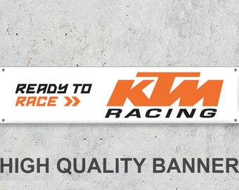 KTM Duke Logo Banner Garage Workshop Sign Printed PVC Trackside Display 
