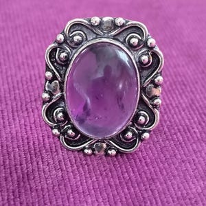 Vintage Amethyst Ring - size 8.75 - stamped 925