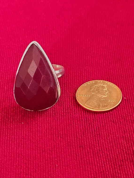 Vintage Simulated Ruby Ring - size 8.5- stamped 9… - image 8