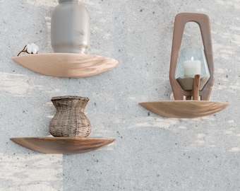 Wooden Floating Shelves- Decorative Wall Planter-Chic Living Room Decor- Small Shelves - Brown- Oak -  Walnut Colour-Handcrafted  Wall Decor