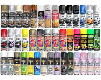 Spray Paint Aerosol & Tins Glitter Fabric Vinyl Leather Wood Metal Plastic Gloss