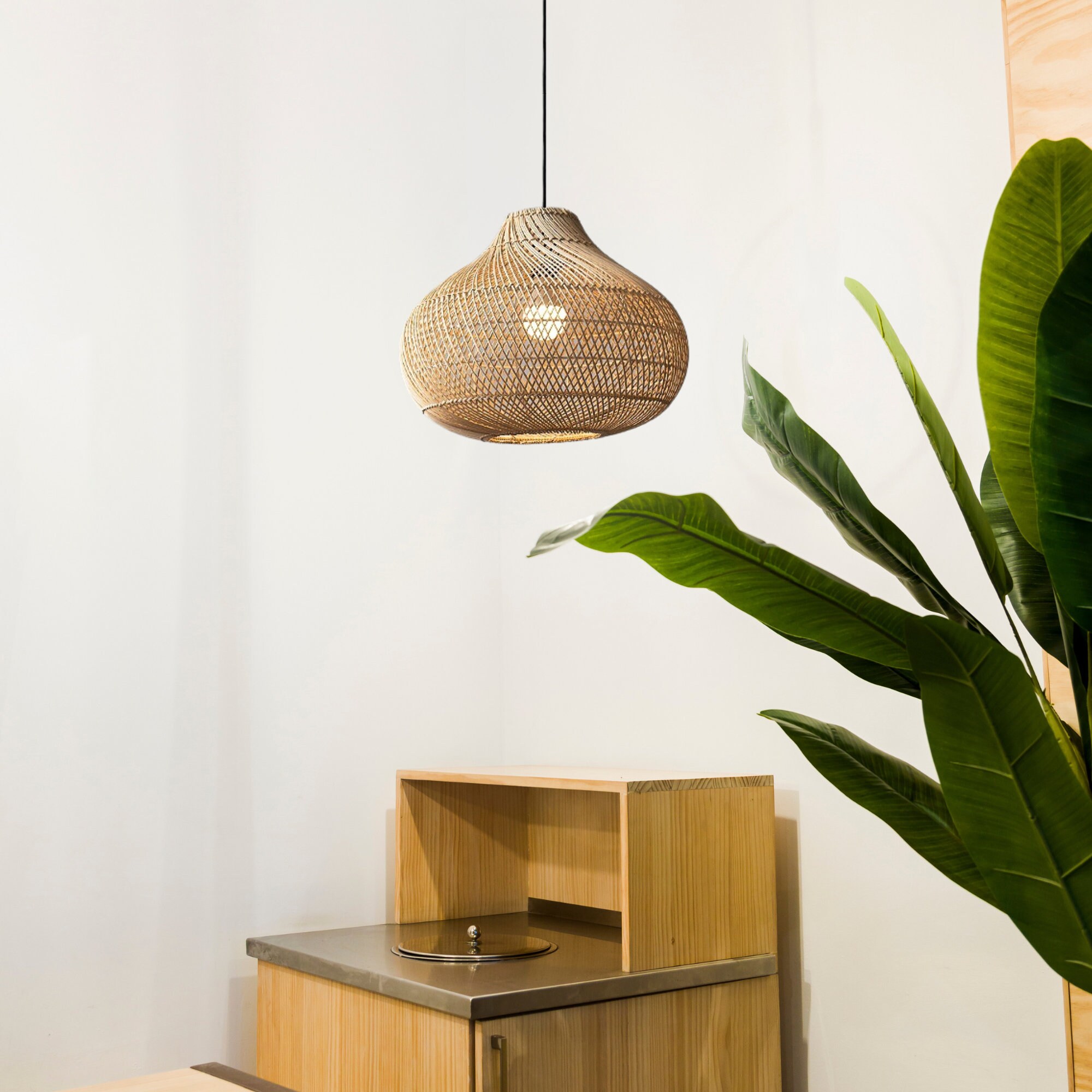Tear Drop Wicker Pendant Light-handcrafted Sea Grass Small Chandelier ...