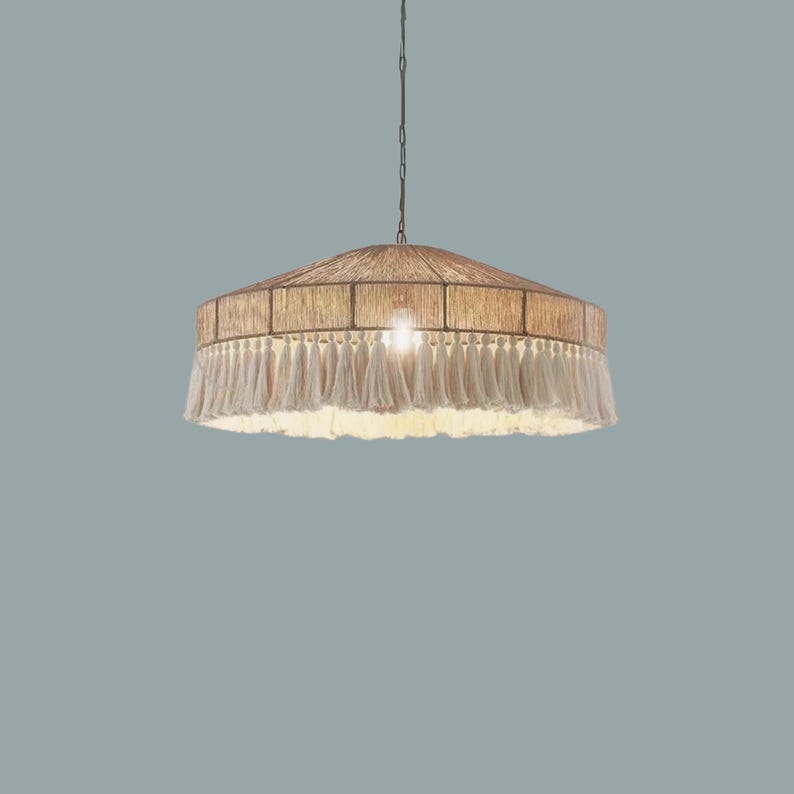 macrame lampshade-rattan lampshade-wicker lampshade-bamboo lampshade-linen lampshade-rattan light shade-rattan pendant light