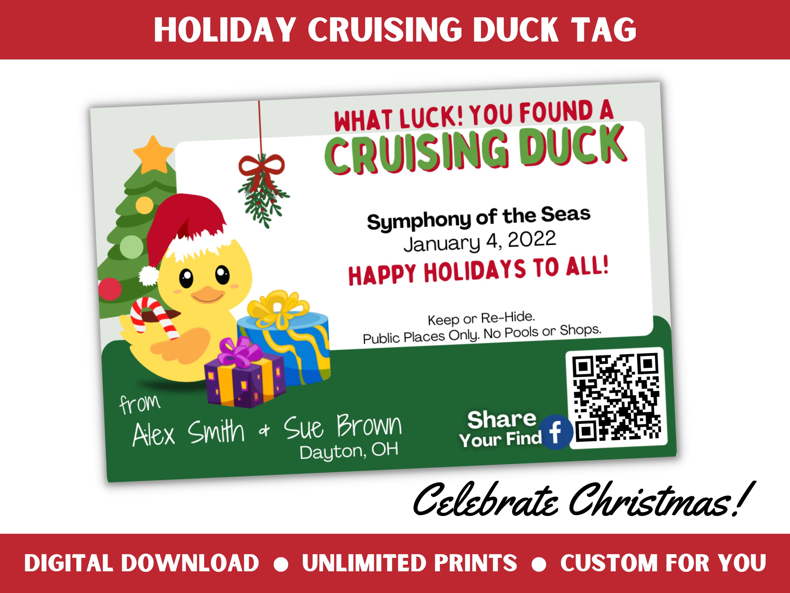 Christmas Cruising Ducks Tag Digital Download Tags for 