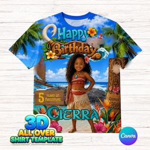 Designvorlage für ein T-Shirt im Hawaii-Stil | 3D-Shirt | Hawaii-Prinzessinnen-Motiv | Ideal für Sublimation