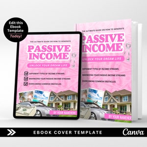 Ebook Cover Design, Passive Income E Book Cover Design, Book Cover Design, editable canva template,MOCKUP NOT INCLUDED