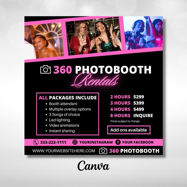 360 PHOTOBOOTH digital Flyers, 360 photobooth templates,  360 photobooth, 360 photobooth marketing flyers