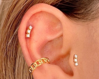 16G sterlingzilver CZ klimlabret, helixoorbel