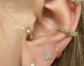 Kleine tragushoepel 16G 20G, 6 mm binnendiameter gouden oorringen, sterlingzilver kleine Huggie-oorbellen, kraakbeenpiercing, helixring