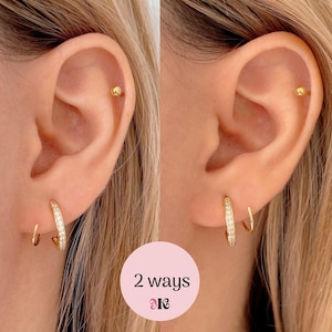 CZ Spiral Hoop Earrings Sterling Silver Single Piercing Double Hoop Twist Earrings Gold plated Women Minimalist Jewelry, Gift for Her