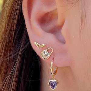 Women handbag stud earring in 925 Sterling Silver, Gold plated fashion purse jewelry, minimalist small bag post earring, kawaii gift for her