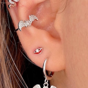 Tiny red lips earring Silver kiss stud earring with cz for women and girls, Gold lips jewelry makeup lover gift for her, fashion stud