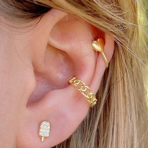 Chain Conch Ear Cuff No Piercing, 925 Sterling Silver Conch Cuff, Fake Cartilage Piercing, Gold plated Ear Cuff non pierced, gift for her