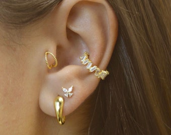 Sterlingzilveren touw tragus oorbel, 22 g kraakbeenpiercing