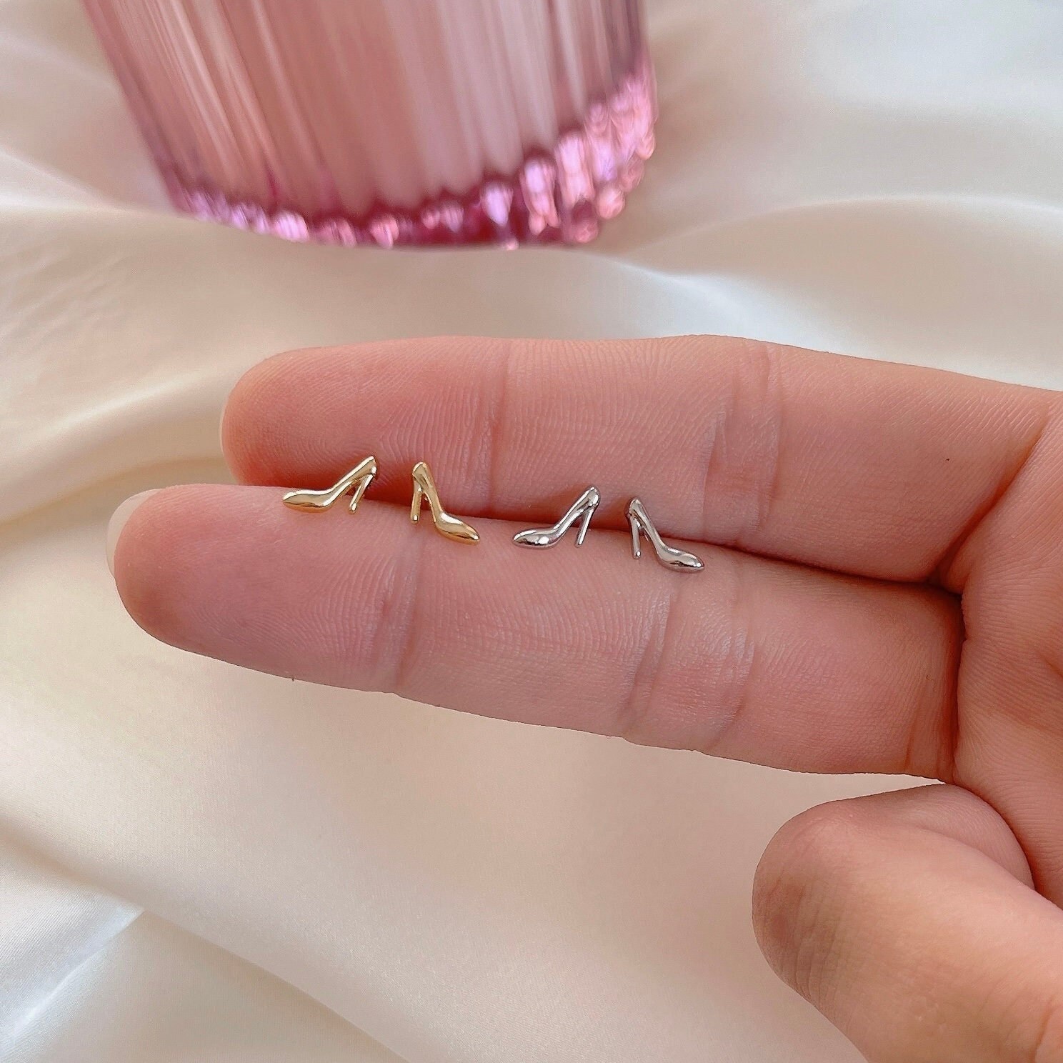 Sterling Silver High Heel Shoe Stud Earrings, Fashion Jewelry - Etsy
