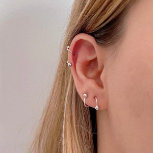 Spiral piercing for helix and earlobe doble earring silver925