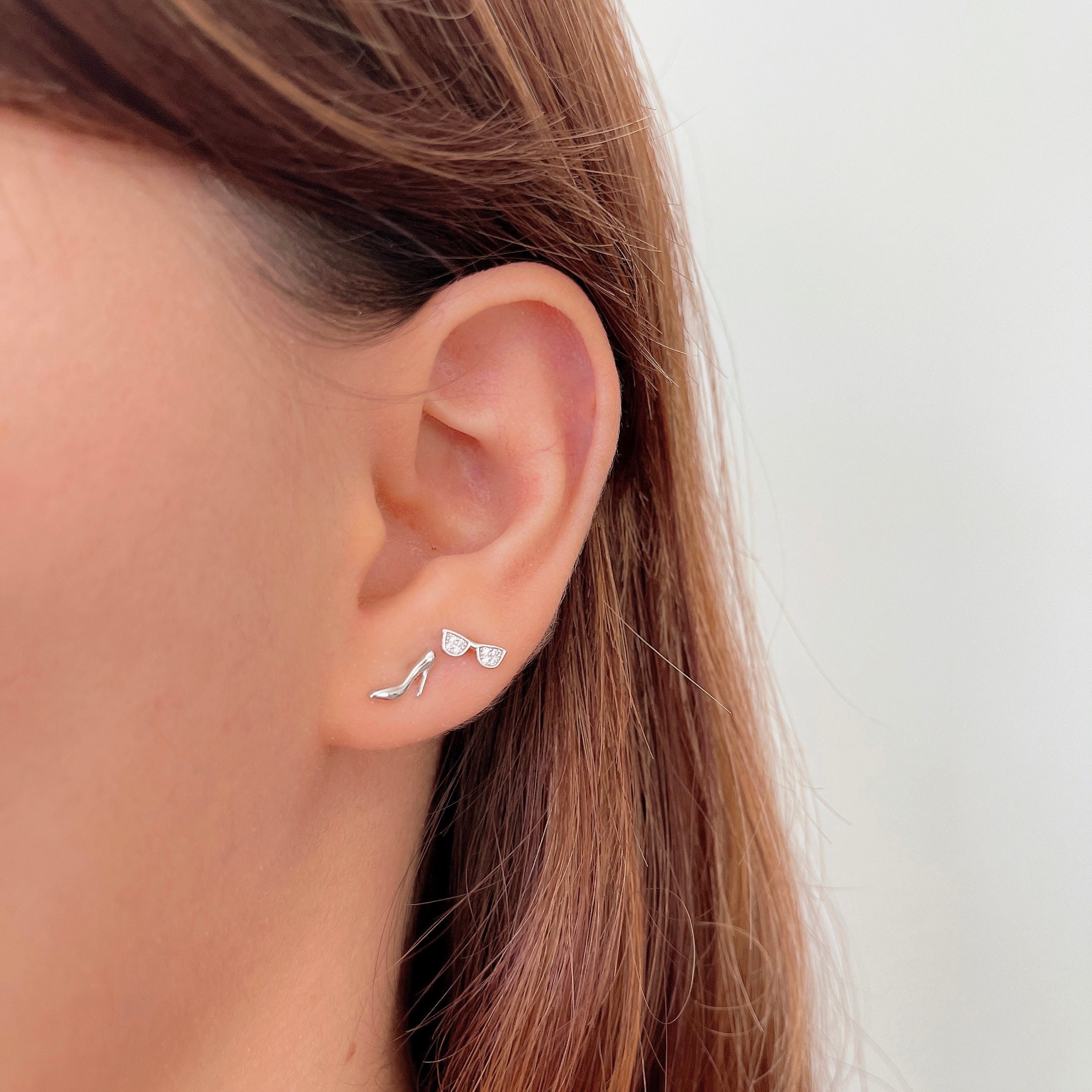 Sterling Silver High Heel Shoe Stud Earrings, Fashion Jewelry - Etsy