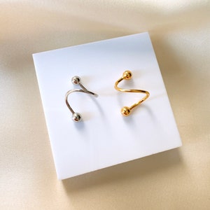 Silver spiral earring, gold spiral cartilage piercing for women and men