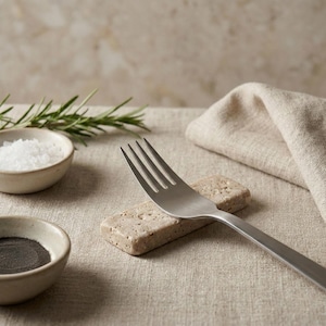 Conjunto de 6 peças de descanso para talheres em mármore travertino bege | Suporte para pauzinhos