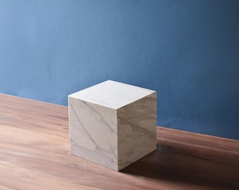 Calacatta marble plinth honed | minimalist side table