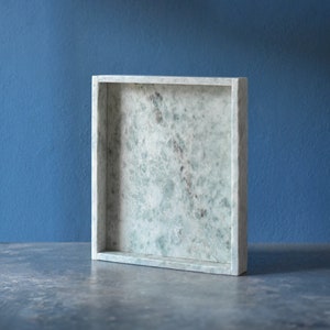 blue marble organizer bathroom set jewellery box Fourre-tout catch all pinta verde marble minimalist cm 22 X 26 marble ottoman tray image 1