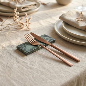 Green Marble Cutlery Rest Set | Elegant Dinnerware, Chopstick Holder