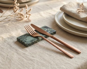 Green Marble Cutlery Rest Set | Elegant Dinnerware, Chopstick Holder