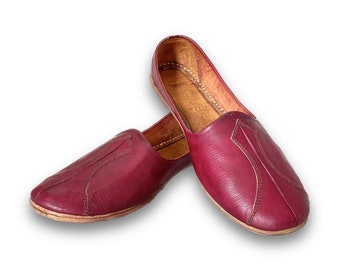 Mens Handmade Punjabi Jutti Sherwani Achkan Shoes Etnic Mojri Khussa Jutti Punjabi Juti Traditional Ethnic Slip-on Loafers Soft Leather Boho