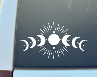 Moon Phase Vinyl Decal, Witchy Car Laptop Sticker
