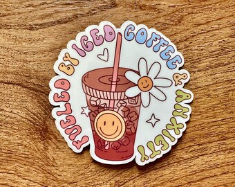 Iced Coffee Anxiety Waterproof Vinyl Sticker, Laptop Water Bottle Decal