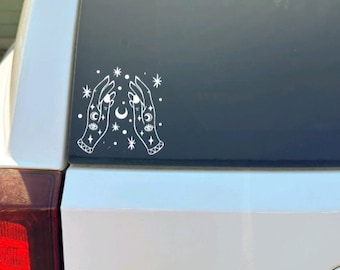 Moon Witch Hands Vinyl Decal, Magic Car Decal, Laptop Sticker