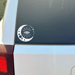 Evil Eye Moon Decal, Magic Car Decal, Moon  Car Decal, Witchy Decal, Gifts for Witches, Witchy Laptop Sticker