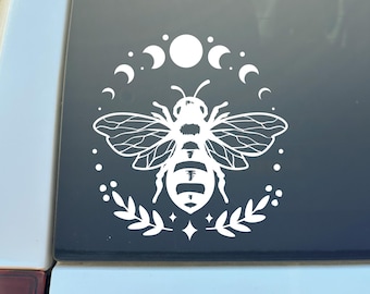 Bee Moon Vinyl Decal, Witchy Car Laptop Sticker