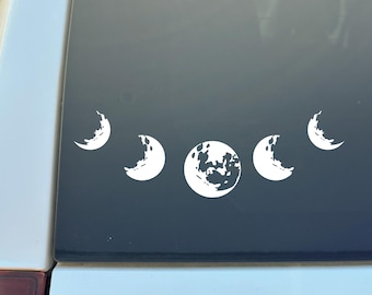 Moon Phase Car Decal, Witchy Laptop Sticker
