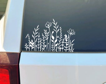 Wildflower Decal, Boho Car Decal, Flower Car Decal, Plant Lover Decal, Gifts for Plant Lovers, Wildflower Laptop Sticker