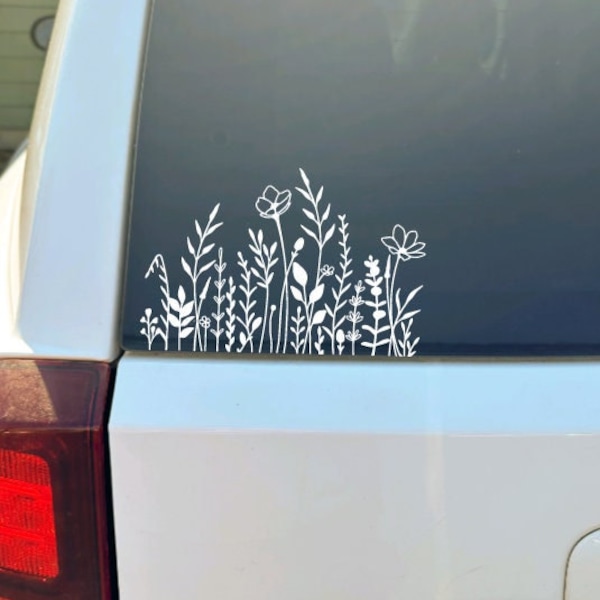 Wildflower Decal, Boho Car Decal, Flower Car Decal, Plant Lover Decal, Gifts for Plant Lovers, Wildflower Laptop Sticker