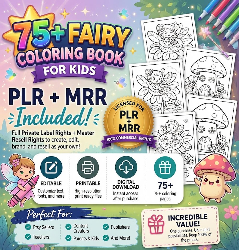 Fairy Coloring Book For Kids 75 Easy Pages With Color Guide digital fairy-coloring-book-for-kids-75-easy-pages-with-color-guide-digital