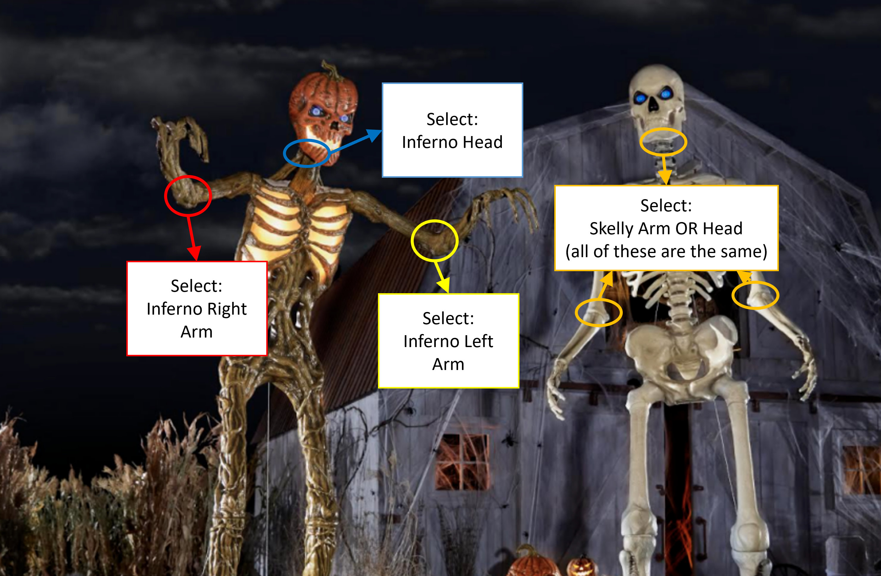 12 Foot Home Depot Skeleton and Inferno Replacement Arm Head Etsy