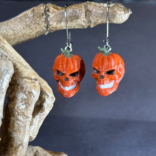 Inferno Head Earrings - Multicolor 3D Printed and inspired by the 12 Foot Home Depot Inferno Pumpkin