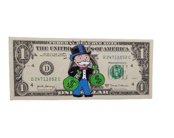 Monopoly Man - The Money Man Dollar/ on a real dollar bill